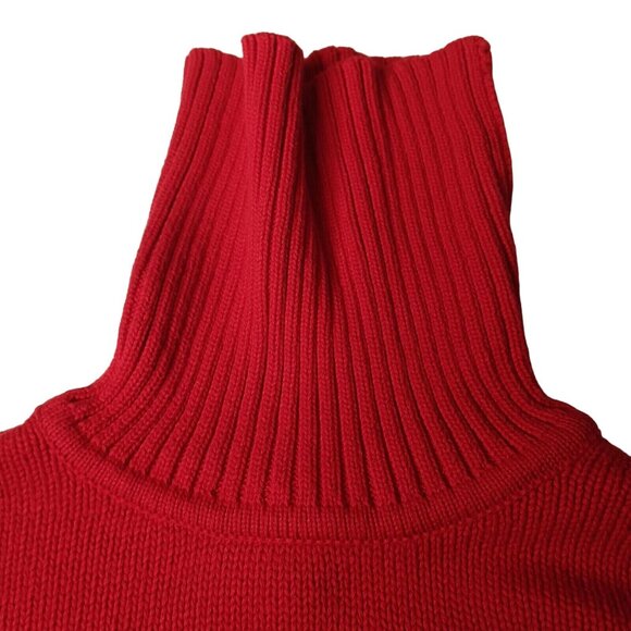 Ralph Lauren Jeans Company XL Sweater Red Turtleneck Gold Anchor Crest Nautical - Picture 14 of 15